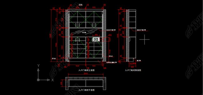 中式入户鞋柜平面设计